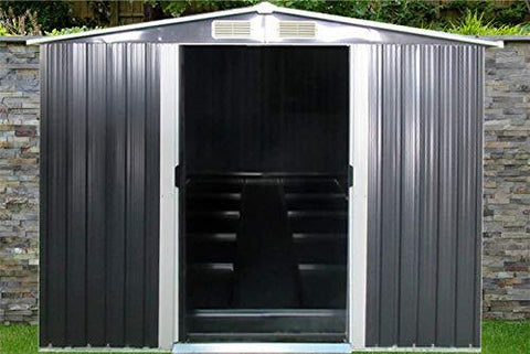 Grey Metal Garden Shed Grey 7ft 9" x 5ft 9" With Base