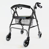 Grey Lightweight Rollator With Seat 4 Wheel Walker Mobility Walking Frame Zimmer Disability Aid