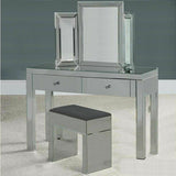Mirrored Dressing Table Furniture Glass With Drawer Console Bedroom With Bevelled Mirror and Stool