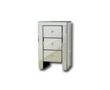 Mirrored Bedside Table 3 Drawer Bevelled Edges