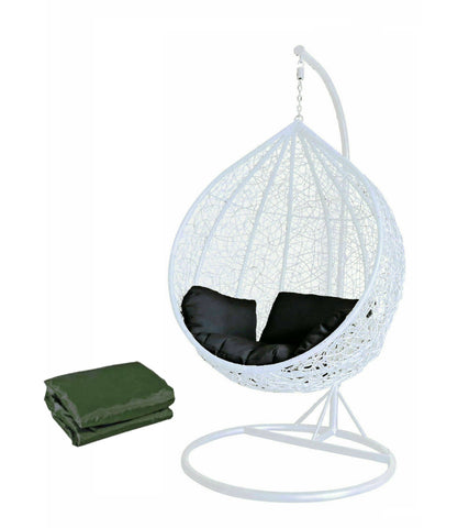 White Colour Rattan Swing Egg Chair Outdoor Garden Patio Hanging Wicker Weave Furniture