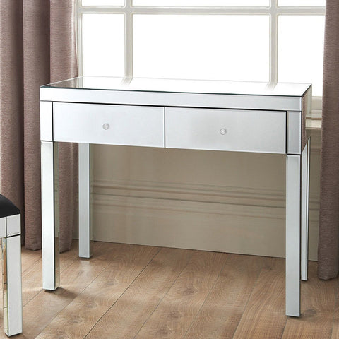 Mirror Glass Console Table 2 Drawer Large Hallway Living Room Dining Hall