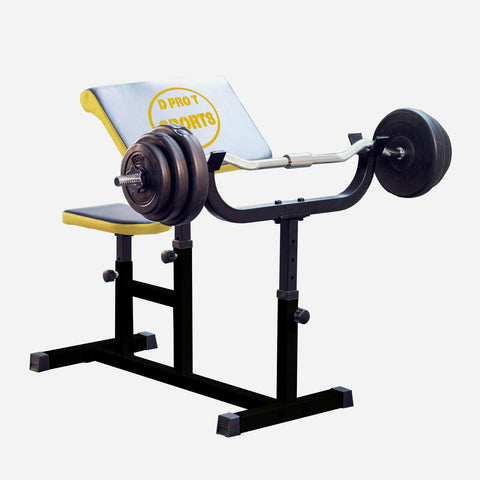 Heavy Duty Steel Preacher Arm Curl Weight Bench Bicep Gym Equipment Barbell Rack  -